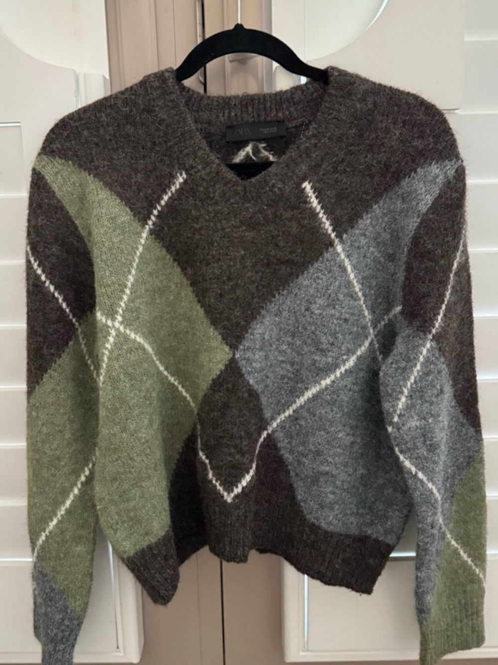Zara Argyle Sweater - Size M